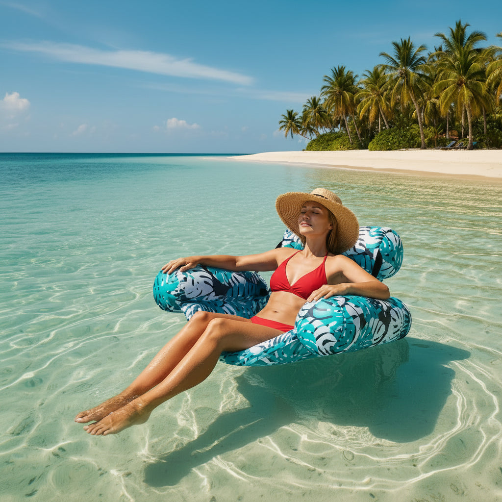 Inflatable Floating Lounger for Adult,Portable Pool Float Chair,Foldable Recliner for Swimming Pool,Lake,Beach Summer Relaxation